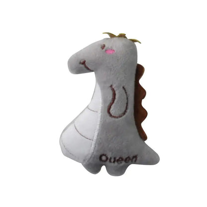 grey dinosaur plush toy white background