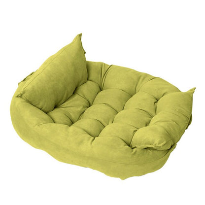 Green Cozy Haven Pet Bed, white background. 