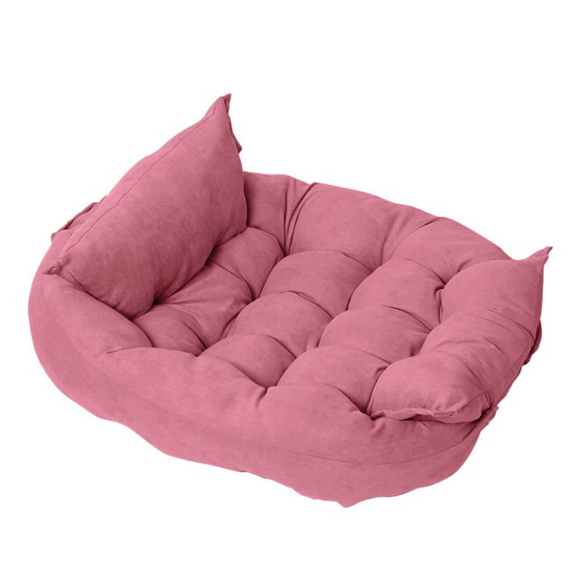 dark pink Cozy Haven Pet Bed, white background. 