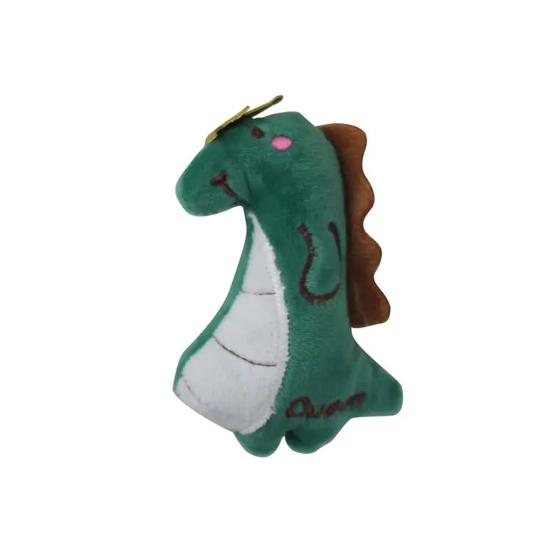 green dinosaur plush toy white background