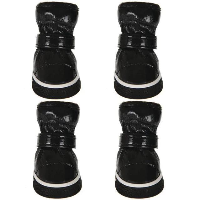 black deluxe pet boots on white background